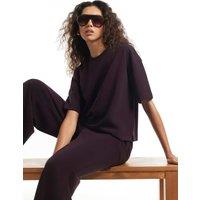 River Island Soft Touch Crew Neck T-Shirt Burgundy