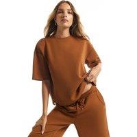 River Island Soft Touch Crew Neck T-Shirt Brown