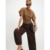 River Island Pure Cotton Kimono T-Shirt Brown