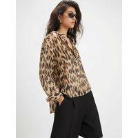 River Island Animal Print Collared Shirt Beige Mix