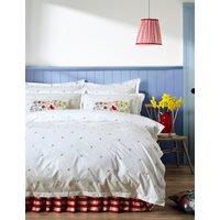 Bluebellgrey Pure Cotton Floral Embroidered Bedding Set White Mix