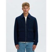Selected Wool Blend Harrington Jacket Navy