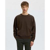 Selected Pure Cotton Crew Neck Relaxed Sweatshirt Brown