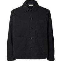 Selected Cotton Rich Twill Workwear Overshirt Black