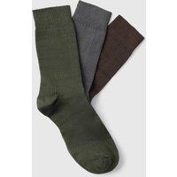 Selected 3 Pack Cotton Rich Socks Gift Box Dark Green