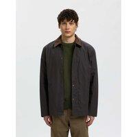 Selected Pure Cotton Cord Collar Wax Jacket Brown