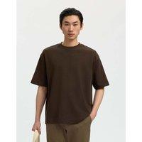 Selected Cotton Blend Crew Neck T-Shirt Brown