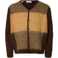 Selected Brushed Colour Block Cardigan with Alpaca Brown Mix