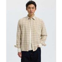 Selected Regular Fit Corduroy Check Shirt Cream Mix