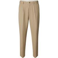 Selected Regular Fit Tapered Pleated Trousers Sand