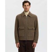 Selected Wool Blend Harrington Jacket Brown