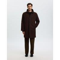 Selected Wool Blend Checked Car Coat Light Brown