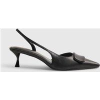 River Island Kitten Heel Pointed Slingback Shoes Black