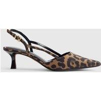 River Island Leopard Print Kitten Heel Pointed Slingback Shoes Brown Mix