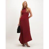 River Island Knitted High Neck Maxi Bodycon Dress Orange