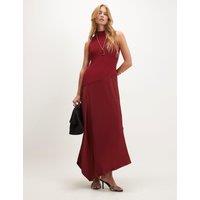 River Island Knitted High Neck Maxi Bodycon Dress Orange