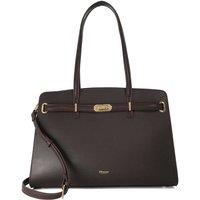 Dune London Leather Buckle Strap Tote Bag Dark Brown