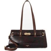 Dune London Leather Buckle Strap Shoulder Bag Dark Brown