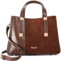Dune London Leather Blend Mixed Texture Tote Bag Brown