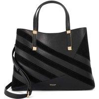 Dune London Leather Blend Striped Textured Tote Bag Black