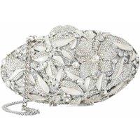 Dune London Crystal Embellished Chain Strap Clutch Bag Silver