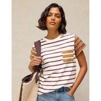 White Stuff Pure Cotton Striped Crew Neck T-Shirt White Mix