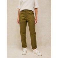 White Stuff Cotton Rich Straight Leg Chinos with Linen Green