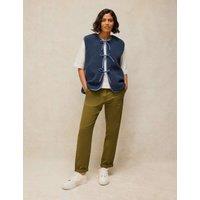 White Stuff Twister Cotton Rich Straight Leg Chinos with Linen Green