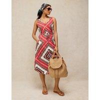 White Stuff Pure Cotton Jersey Patterned Beach Dress Red Mix