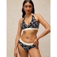 White Stuff Tiger Print Halterneck Bikini Top Black Mix