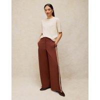 White Stuff Lyocell Rich Side Stripe Wide Leg Trousers Brown