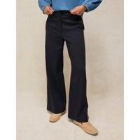 White Stuff Lyocell Rich Side Stripe Wide Leg Trousers Navy