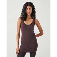 HUSH Cotton Rich Scoop Neck Longline Vest Chocolate