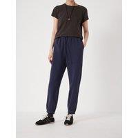 HUSH Cotton Rich Drawstring Cuffed Joggers Navy