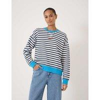 HUSH Pure Cotton Striped Sweatshirt Navy Mix