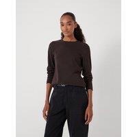 HUSH Pure Cotton Slim Fit Long Sleeve T-Shirt Chocolate