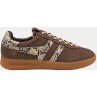 Gola Cyclone Suede Snake Print Lace Up Trainers Brown Mix