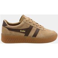 Gola Grandslam Suede Lace Up Platform Trainers Beige Mix