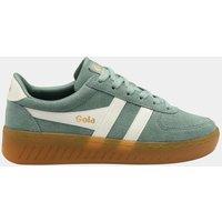 Gola Grandslam Suede Lace Up Platform Trainers Green Mix