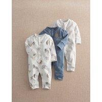 Mamas & Papas 3 Pack Pure Cotton Safari Sleepsuits (0-24 Mths) Multi