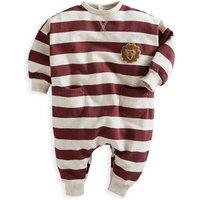 Mamas & Papas Pure Cotton Patterned Long Sleeve Romper Burgundy