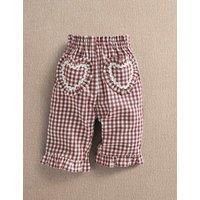 Mamas & Papas Pure Cotton Gingham Heart Frill Trousers (0-3 Yrs) Red