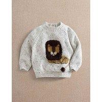Mamas & Papas Pure Cotton Lion Knitted Jumper (0-36 Mths) Oatmeal