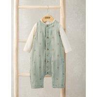 Mamas & Papas 2 Piece Pure Cotton Gingham Outfit (0-12 Mths) Green