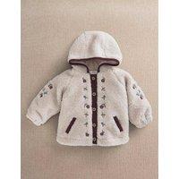 Mamas & Papas Fleece Embroidered Hooded Jacket (3-36 Mths) Cream