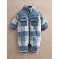 Mamas & Papas Borg Checked Padded Pramsuit (0-12 Mths) Blue