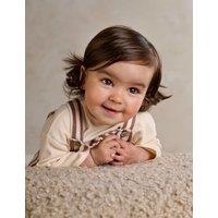 Mamas & Papas 2 Piece Cotton Rich Patterned Dungarees Outfit (0-24 Mths) Brown