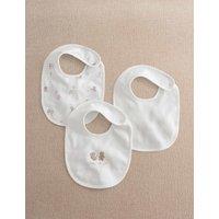 Mamas & Papas 3 Pack Print Embroidery Ribbed Dribble Bibs White