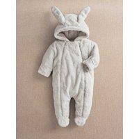 Mamas & Papas Faux Fur Bunny Hooded Padded Pramsuit (0-12 Mths) Grey