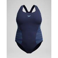 Speedo Plus Size Medallist Placement Swimsuit Blue